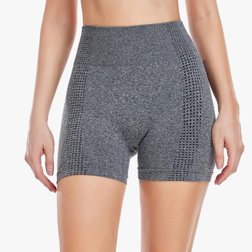 Grey High Waisted Seamless Spandex Shorts